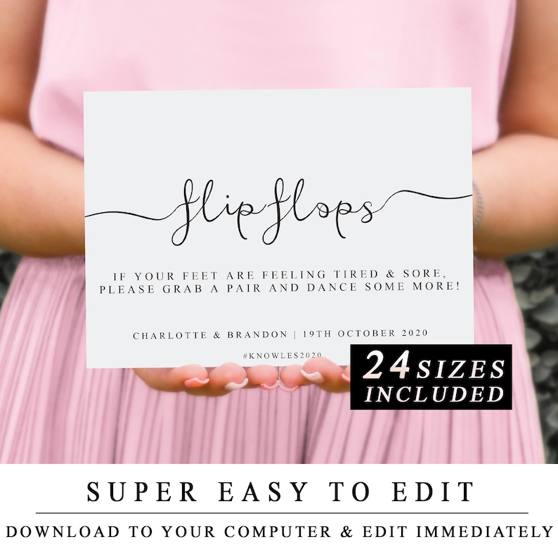 Diy Printable Wedding Sign Wedding Flip Flops Sign Flip Etsy