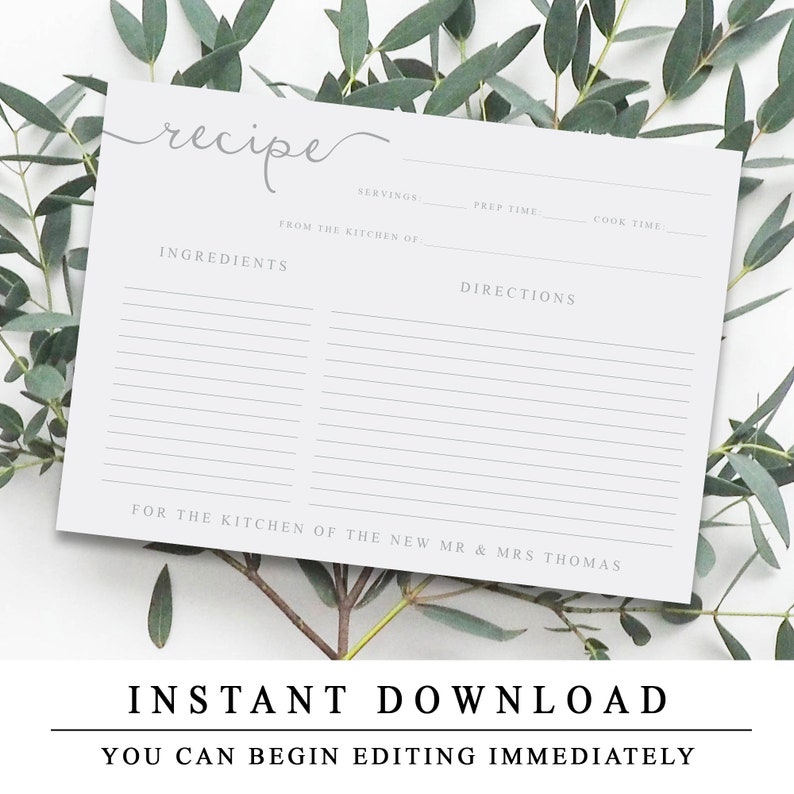 wedding-recipe-card-template-in-gray-silver-recipe-insert-etsy