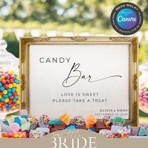 Candy Bar Wedding Sign, Sweet Cart Sign, Canva Template, Printable Sweets Sign, Dessert Cart, Candy Buffet, INSTANT DOWNLOAD, Little Oxford