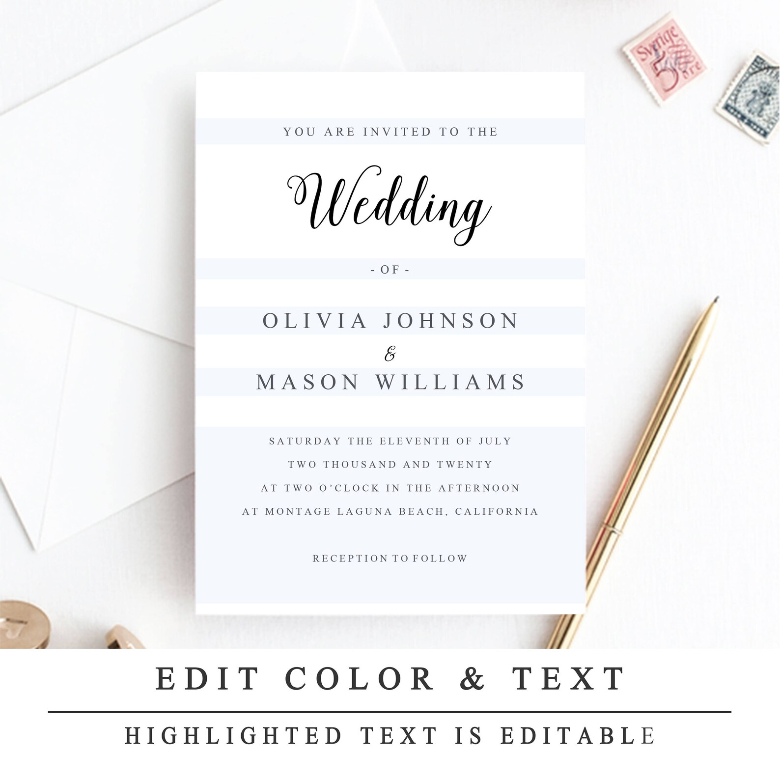 Print at Home Wedding Invitation Template DIY Wedding - Etsy