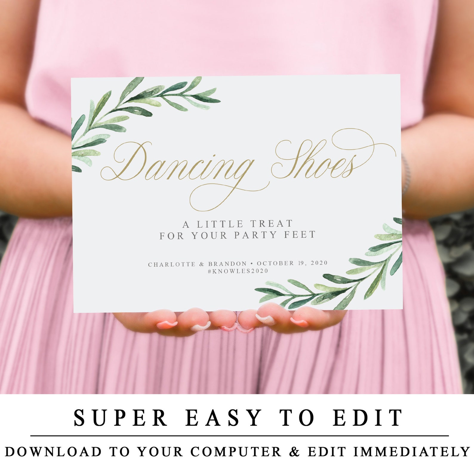 Wedding Dancing Shoes Sign Greenery Flip Flop Sign With Gold Etsy