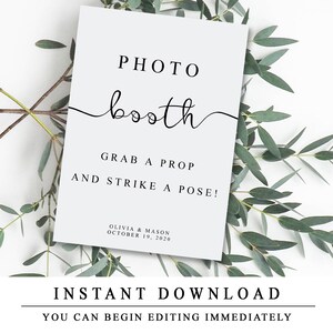 Editable Wedding Photobooth Sign, Custom Photo Booth Sign, Printable Personalised Wedding Sign Templates, INSTANT DOWNLOAD image 8