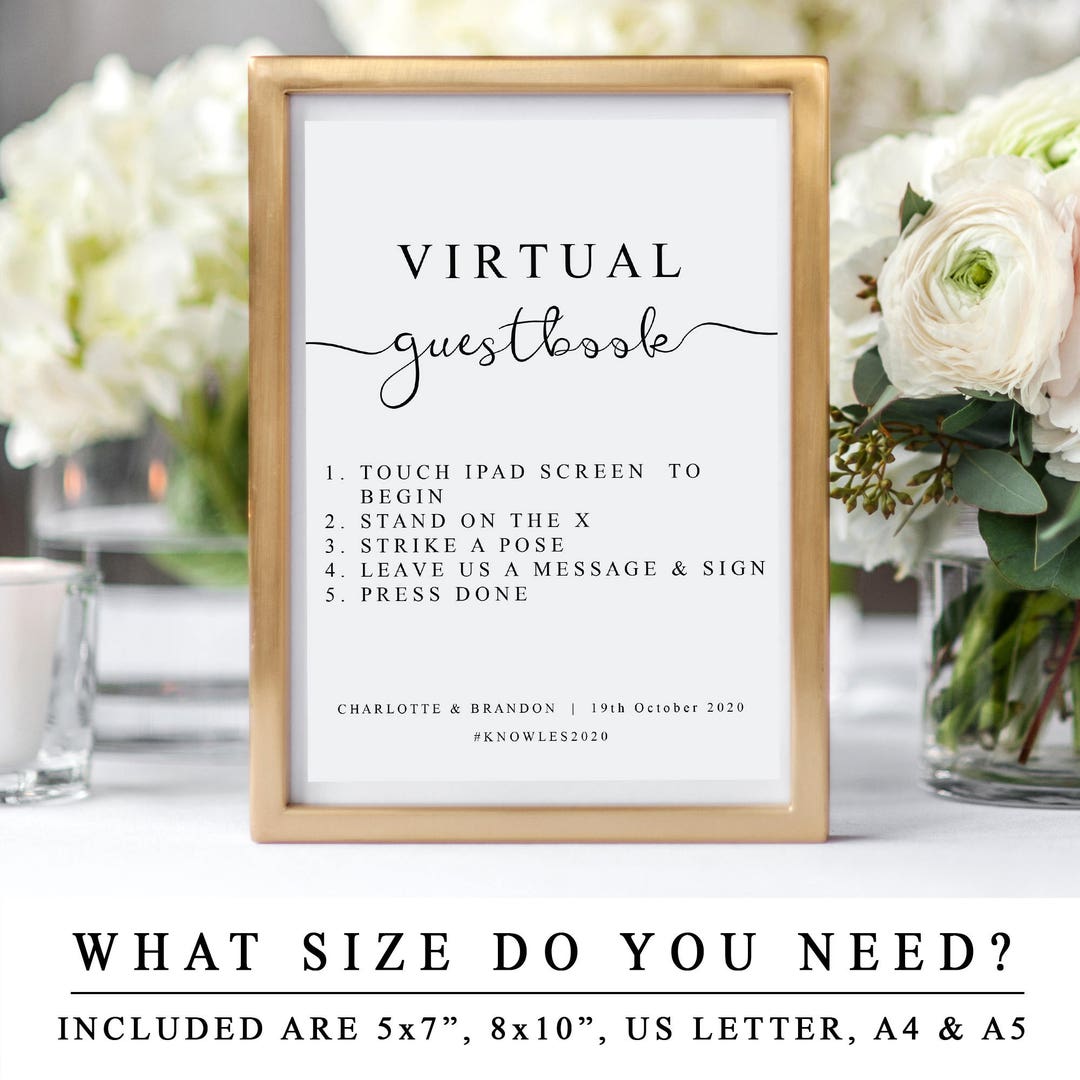 Custom Virtual Guestbook Sign DIY Wedding Guest Book Etsy