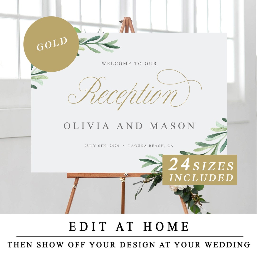 Greenery Reception Sign, to Our Reception Template, Wedding Signs