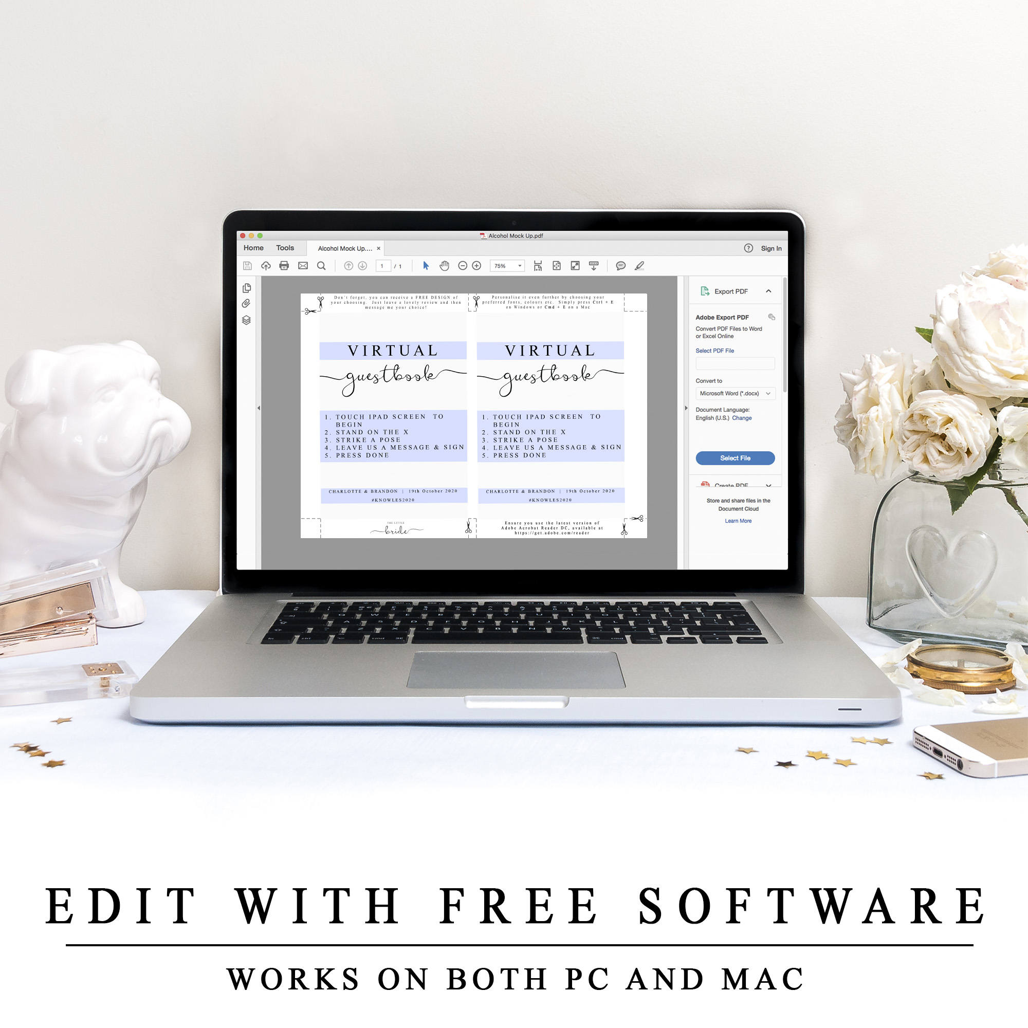 Custom Virtual Guestbook Sign DIY Wedding Guest Book Etsy