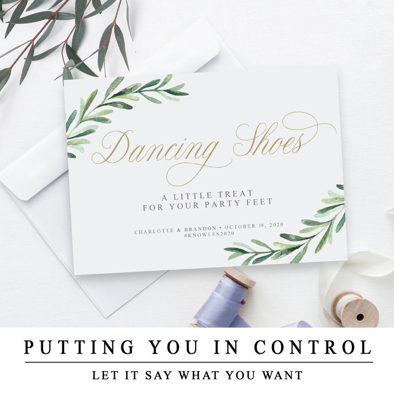 Wedding Dancing Shoes Sign Greenery Flip Flop Sign With Gold Etsy