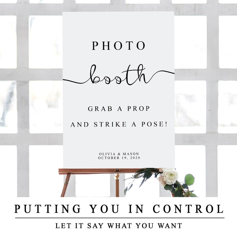 Editable Wedding Photobooth Sign, Custom Photo Booth Sign, Printable Personalised Wedding Sign Templates, INSTANT DOWNLOAD image 7