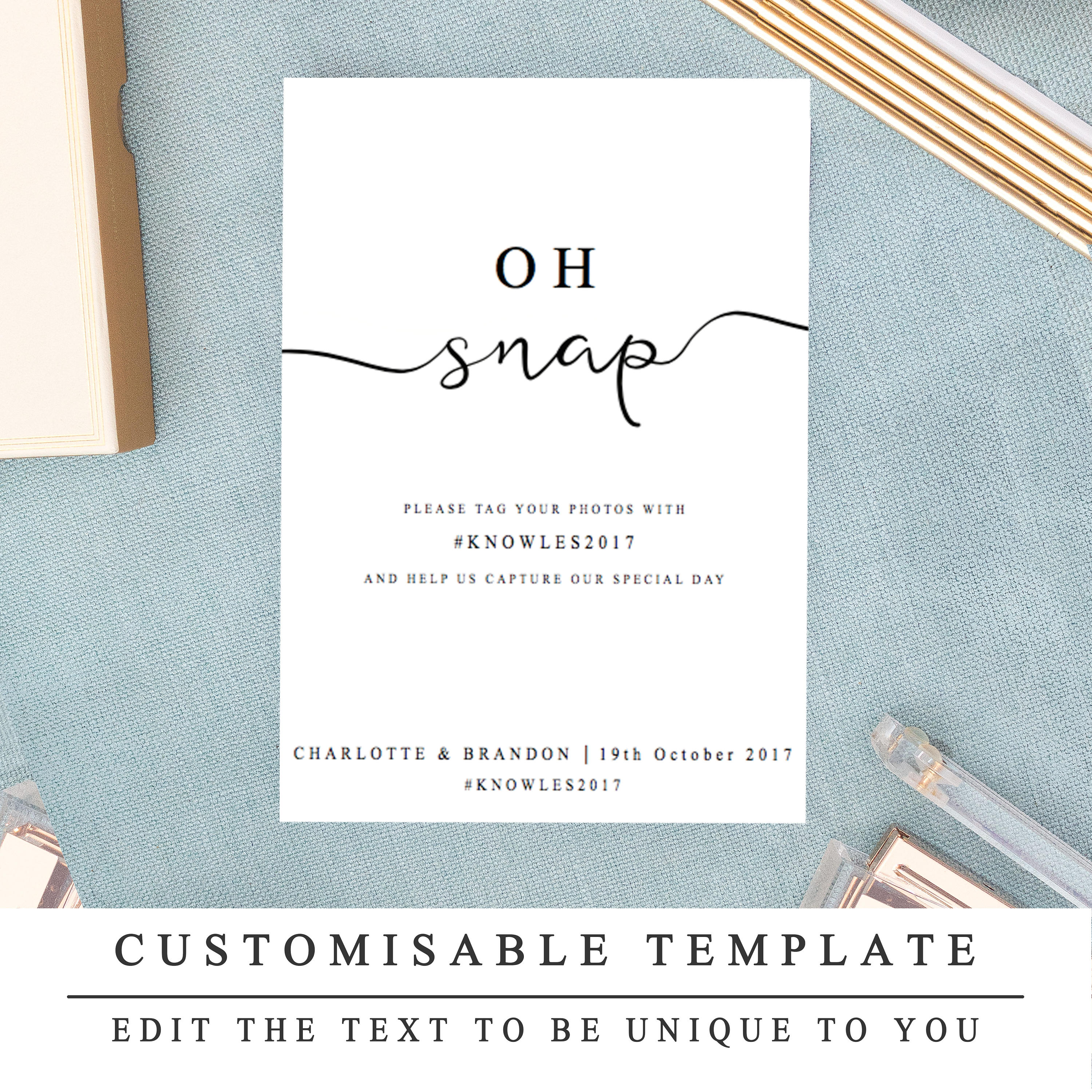 DIY Printable Wedding Sign Template Hashtag Wedding Sign | Etsy