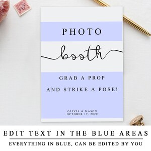 Editable Wedding Photobooth Sign, Custom Photo Booth Sign, Printable Personalised Wedding Sign Templates, INSTANT DOWNLOAD image 2