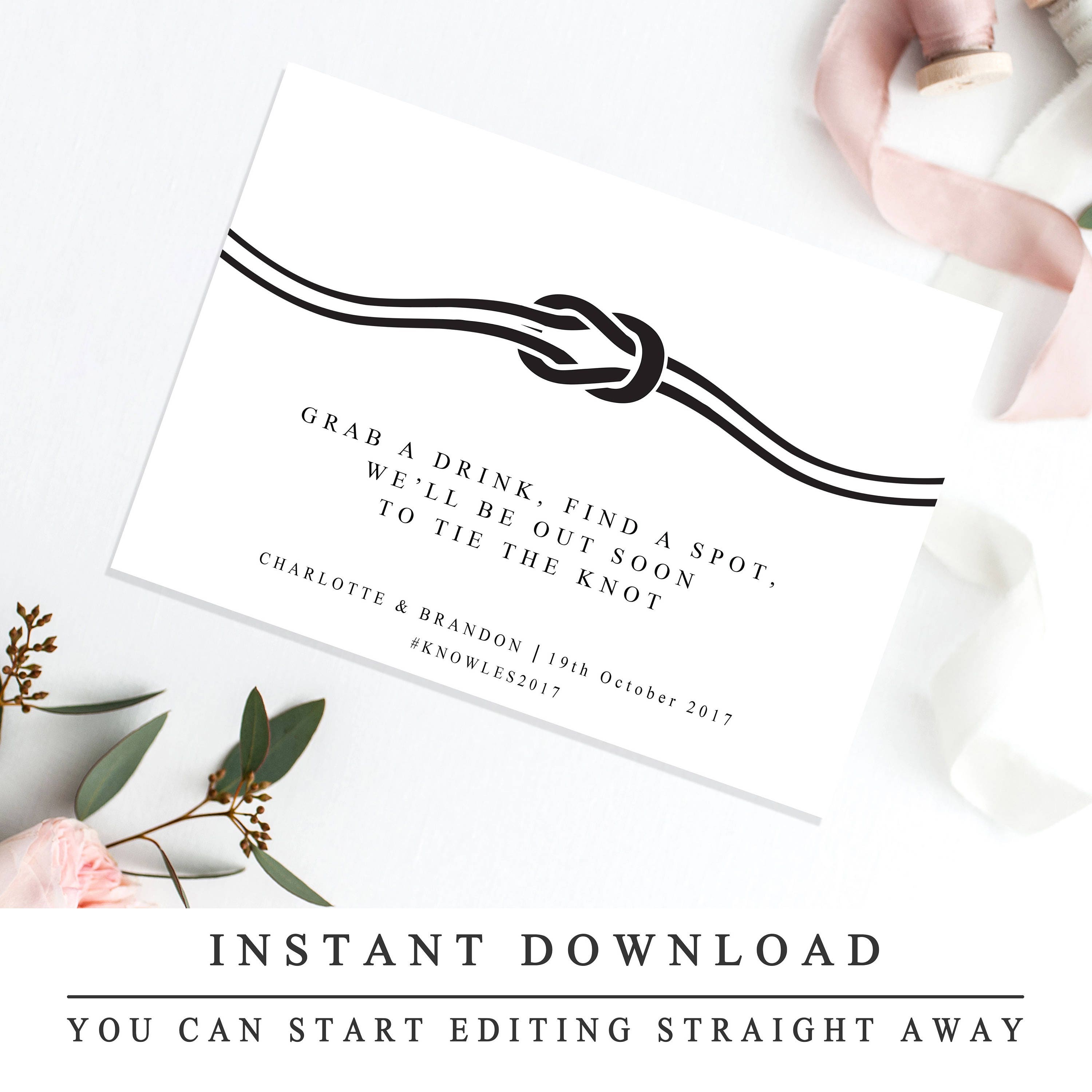 DIY Printable Wedding Sign Wedding Tie The Knot Sign Wedding Etsy DIY Printable Wedding Sign Wedding Tie The Knot Sign Wedding Etsy