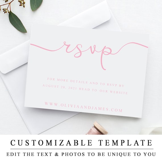 Editable Printable File Wedding RSVP Card Blush Dew RSVP Template 142 Wedding RSVP Card Template Instant Download