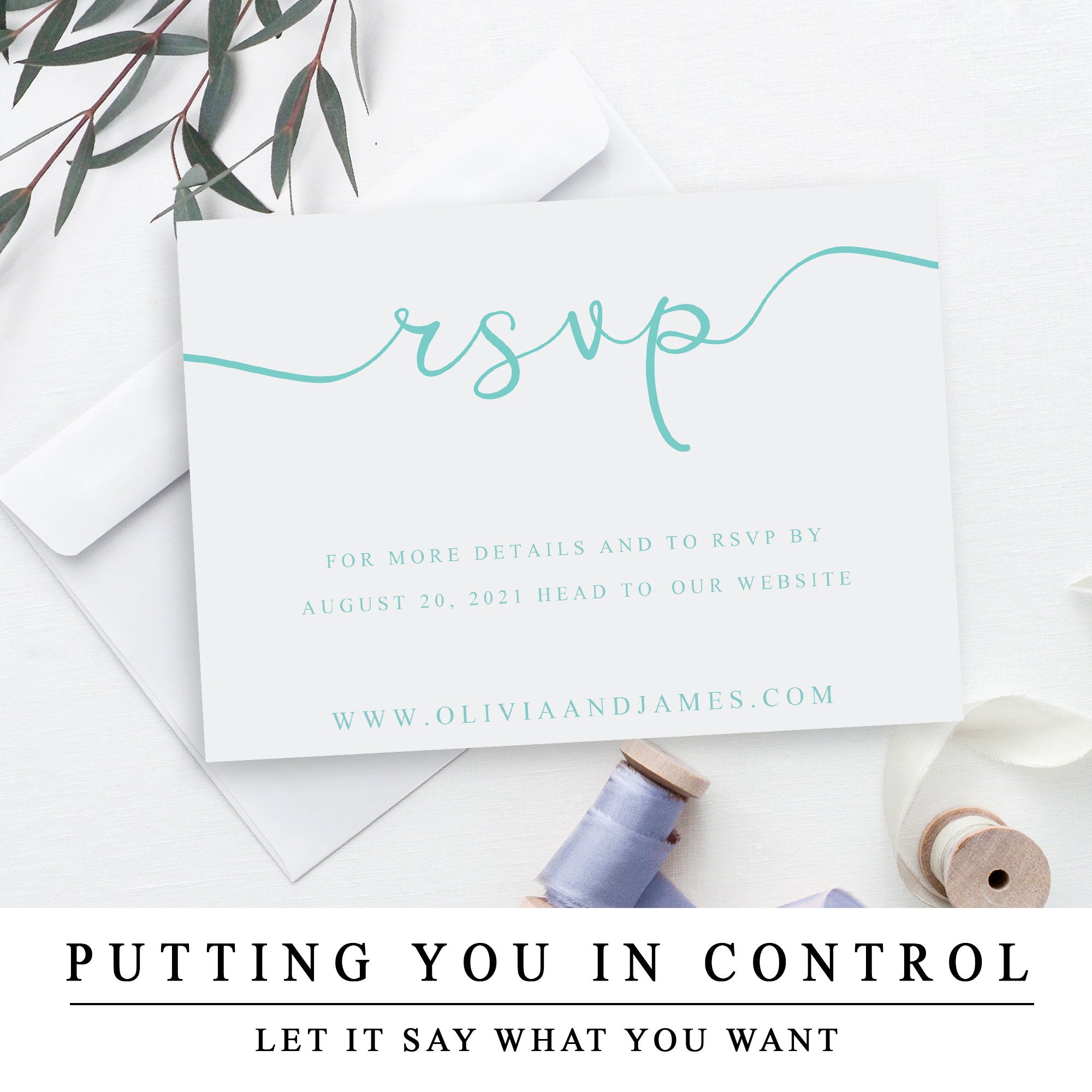 RSVP Postcard in Mint 7 Sizes to Download Instantly Edit At Etsy