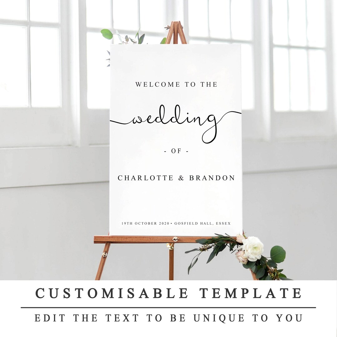 Printable Wedding Welcome Sign Template, Wedding Welcome Template ...