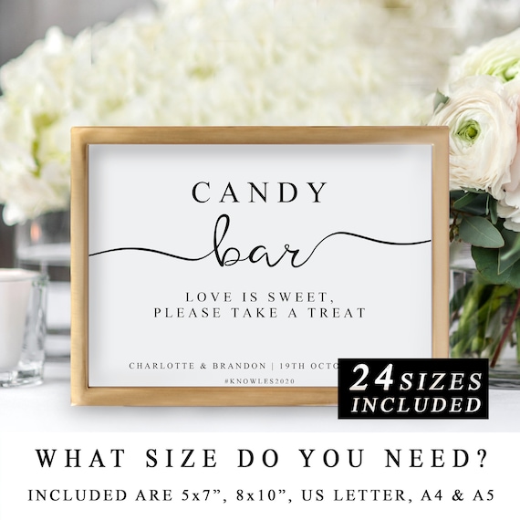 Diy Printable Wedding Sign Wedding Candy Bar Sign Sweet Cart Etsy