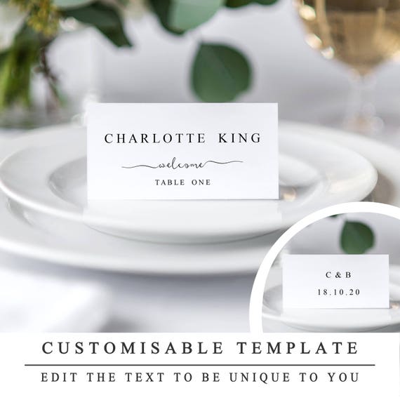 Print At Home Wedding Place Cards Diy Wedding Placecard Etsy