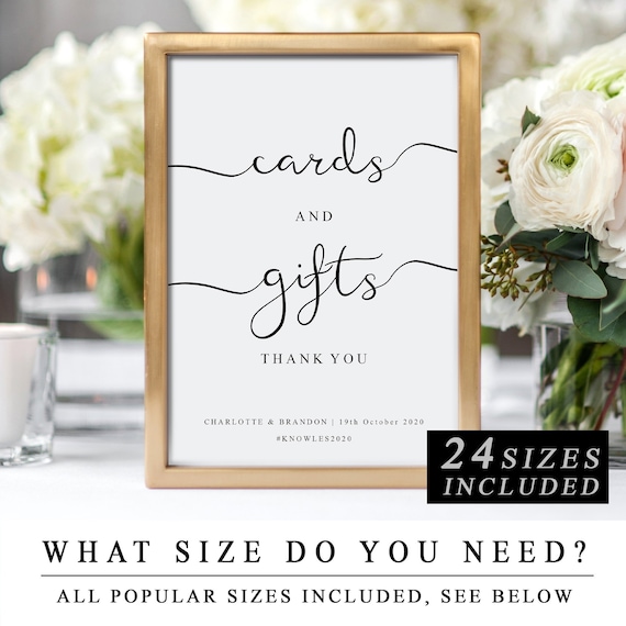 Card And Gifts Sign In 24 Sizes Wedding Reception Diy Sign Etsy