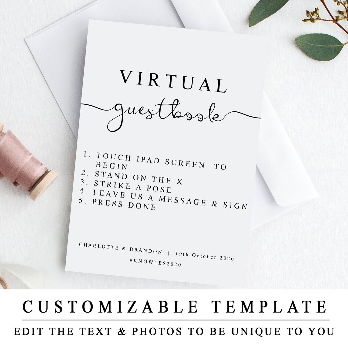 Custom Virtual Guestbook Sign DIY Wedding Guest Book Etsy