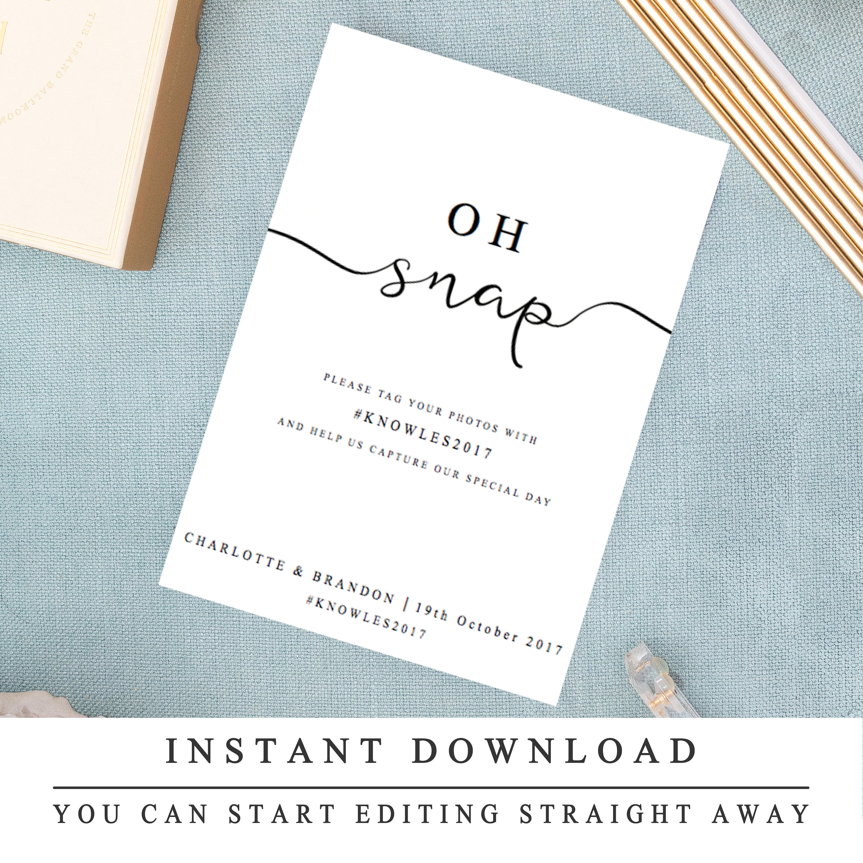 DIY Printable Wedding Sign Template Hashtag Wedding Sign - Etsy Canada