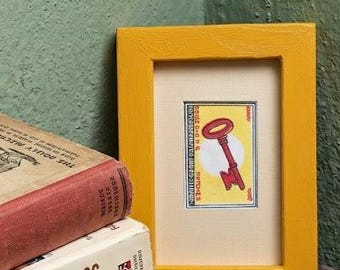 Framed Original Indian Matchbox Label Chavi Key lithograph