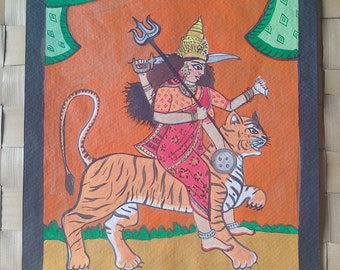 Amba, Ambika, Ambaji, Para Shakti, original handmade painting on paper