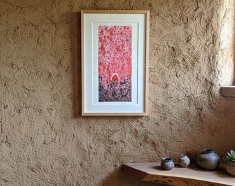Meditating on Red - 004 original watercolor painting walldecor yoga
