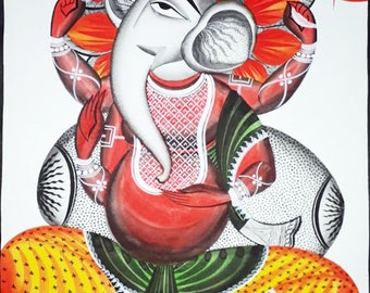 Ganesha Pattachitra Bengal School Digital Download