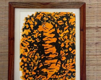 Tiger tiger Burning bright handmade painting
