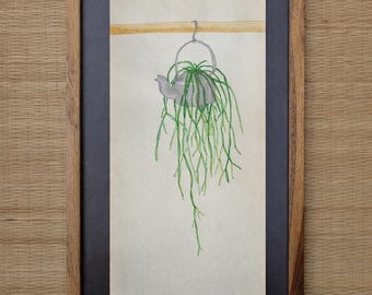 Cassia Quadrangularis Succulent Tea Kettle planter Airy handmade watercolor painting