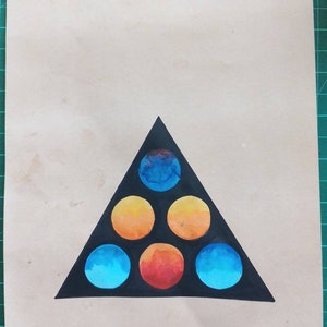 Yantra - Il Cosmo, pittura ad acquerello tantrica fatta a mano, carta vintage