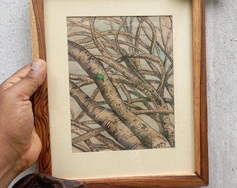 Peepal Tree Art, Handmade Wood Frame with Girnar Driftwood