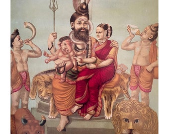 Shiva with Familyc Parvati, Ganesh, Kartikeya