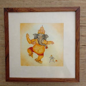Dancing Ganesha Handmade watercolor painting