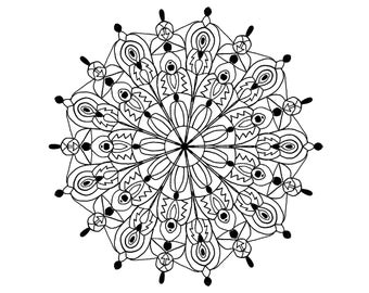 Instant Download Mandala Printable Coloring Page