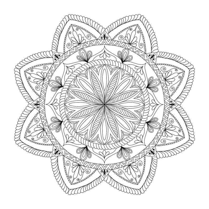 Custom Designed Mandala, Coloring Page, Instant Download, Printable, Digital Download, Wall Art image 1