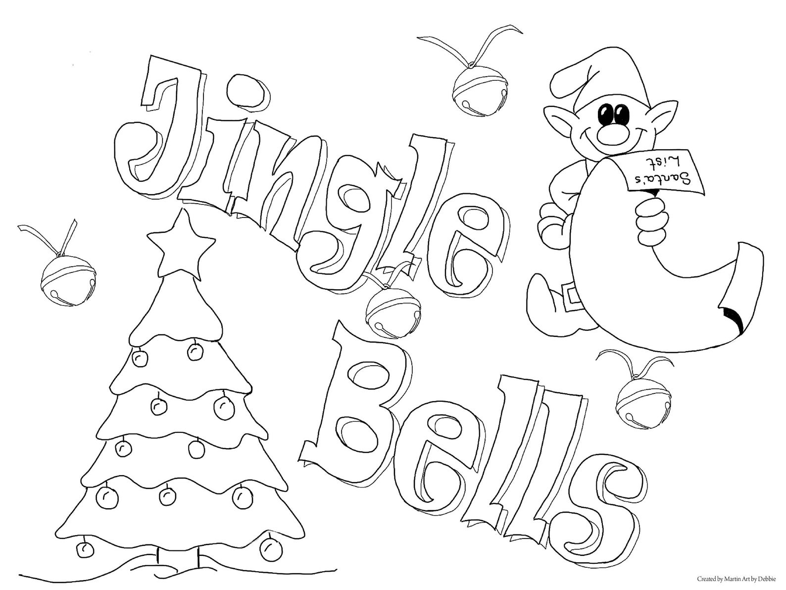 Jingle Bells Coloring Page Etsy