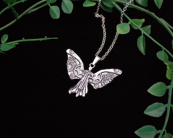 Silver tone A Clockwork angel Necklace gift