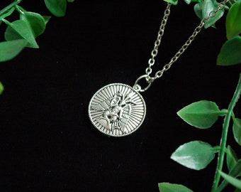 Baphomet Satan demon ram goat coin Necklace Satanist gift