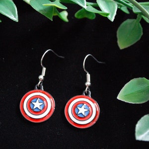 Gold/Silver plated captain america shield earrings gift