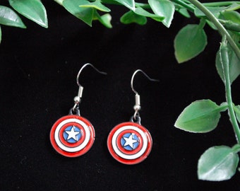 Pendientes de regalo con el escudo del Capitán América chapados en oro/plata