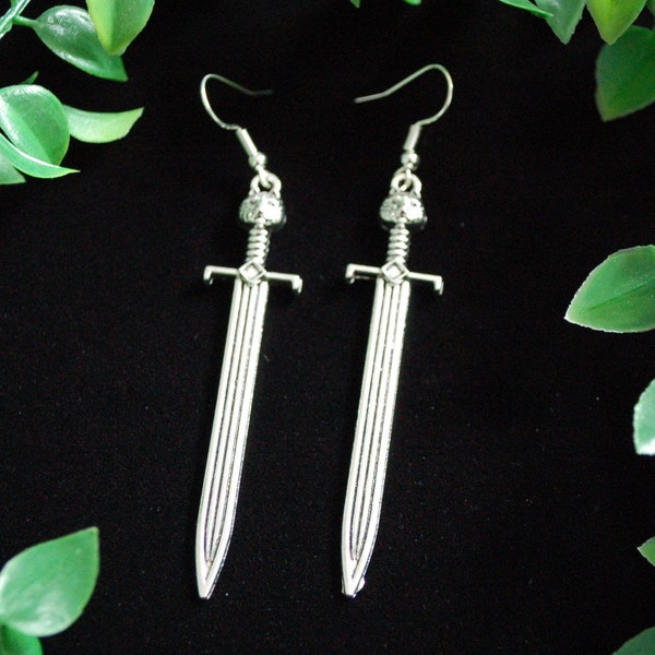 Large medieval knight sword earrings gift