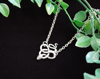 Curling Serpent necklace Snake celtic knot gift