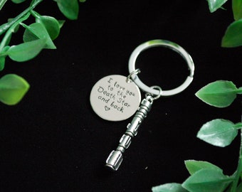 I love you to the Death Star and back lightsaber Keyring keychain gift