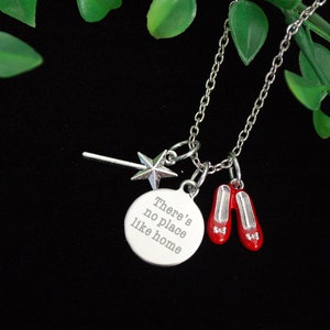 Wizard of Oz there&#39;s no place like home quote necklace gift
