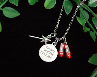 Wizard of Oz there's no place like home quote necklace gift