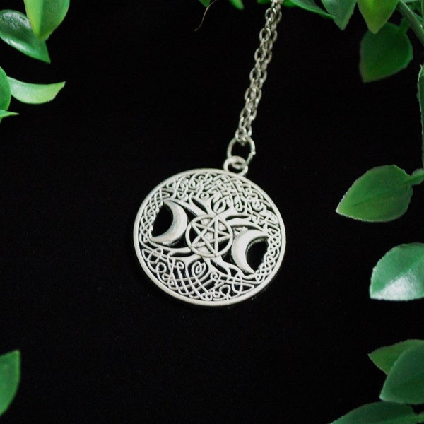Viking Norse mythology tree of life tripple moon godess necklace gift