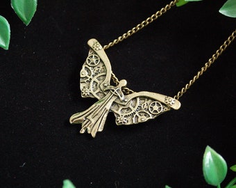 A Clockwork angel Necklace gift