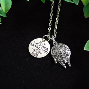 Star wars May the force be with you millenium falcon necklace