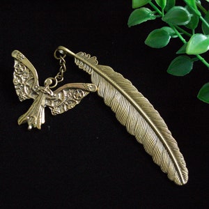 Bronze tone feather bookmark Clockwork Angel The Mortal Instruments gift