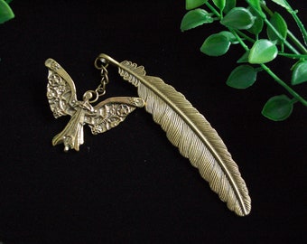 Bronze tone feather bookmark Clockwork Angel The Mortal Instruments gift