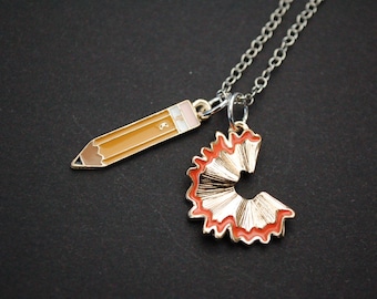 pencil and pencil sharpening artist illustrator writer necklace gift